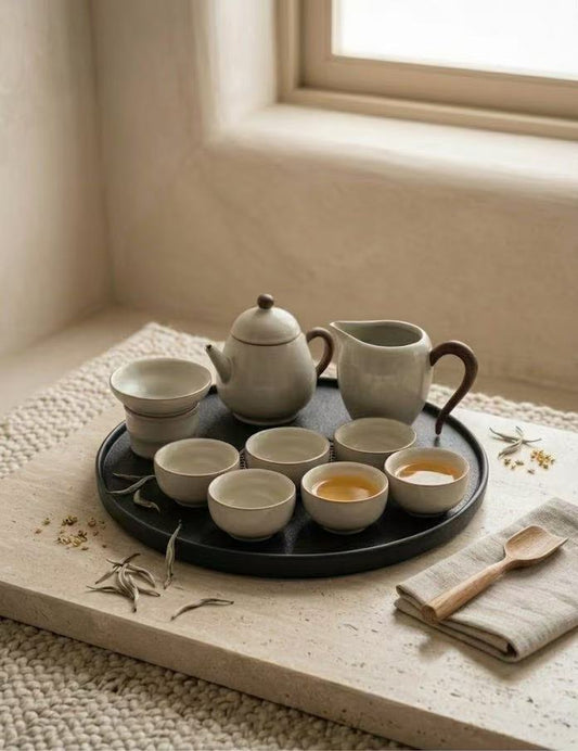 Ru Kiln Xishi Tea Set — Bean Yellow, Serves 6