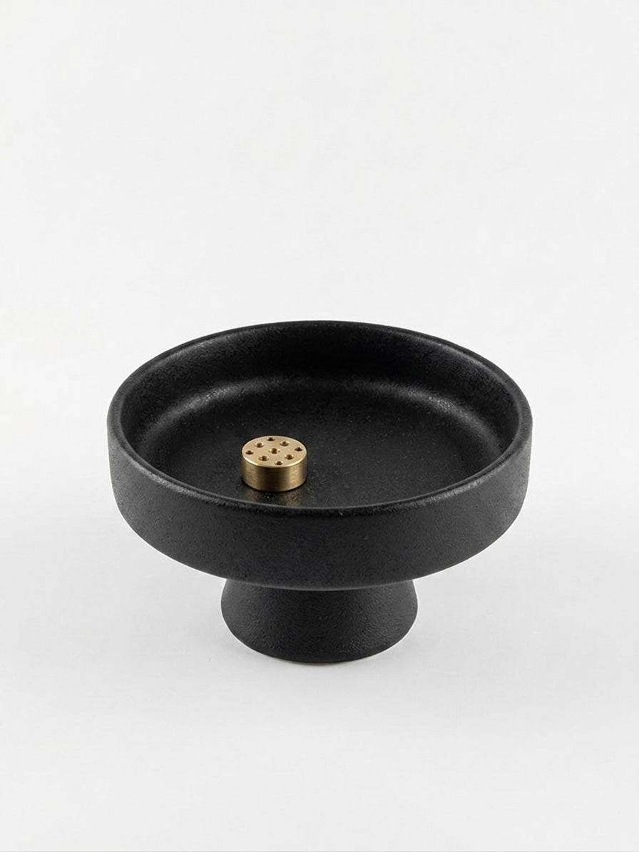 Pedestal Ceramic Incense Burner – Matte Black